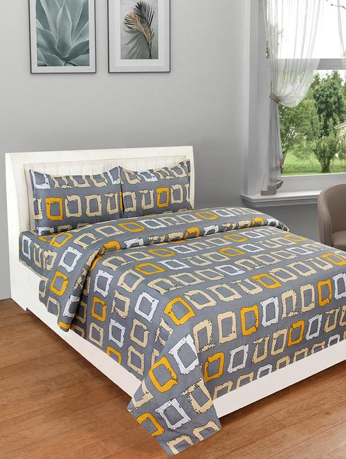 dream living riv_era_01 dbl bed besheet with 2 pillow cover 90gsm polycotton - 17824023 - Standard Image - 1