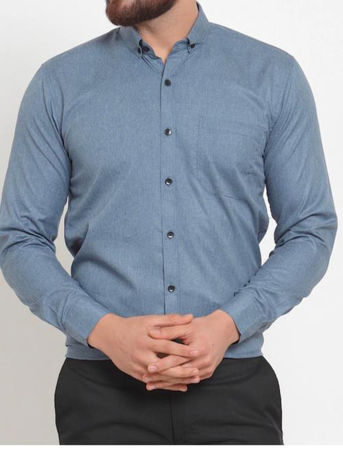 grey cotton formal shirt - 17824186 - Standard Image - 1