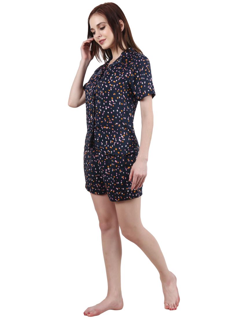 lapel neck printed shorts set - 17824369 - Zoom Image - 2
