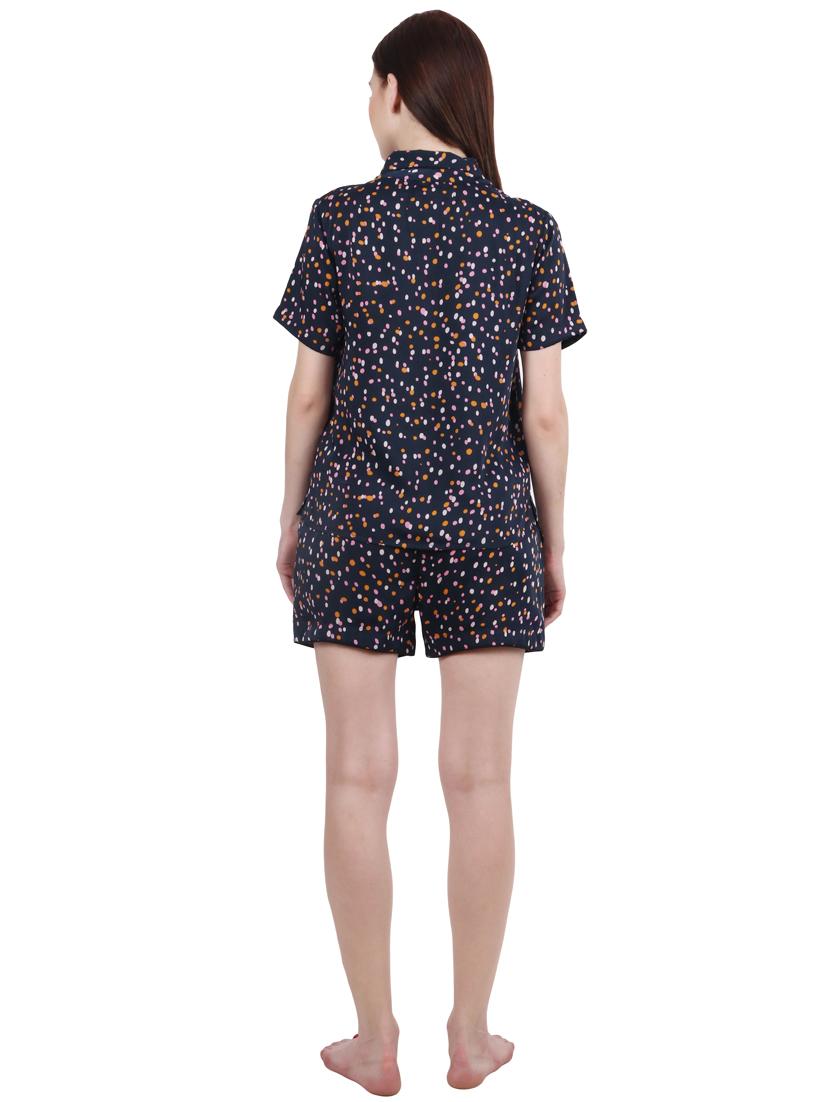 lapel neck printed shorts set - 17824369 - Zoom Image - 3