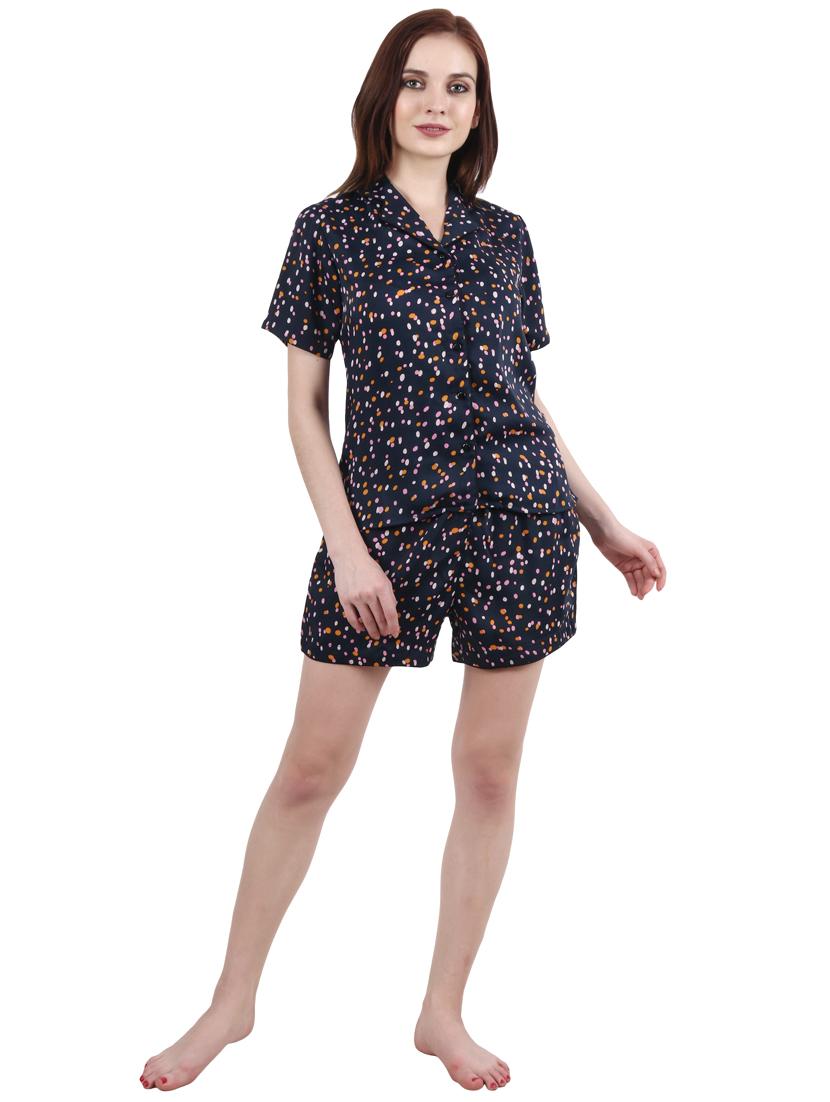 lapel neck printed shorts set - 17824369 - Zoom Image - 4
