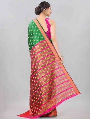 green art silk banarasi saree with blouse - 17824674 - Standard Image - 2
