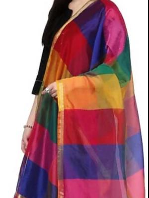 poly chanderi striped multicolor women dupatta - 17824726 - Standard Image - 2