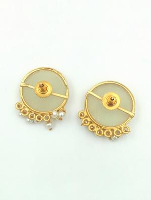 beige brass studs earring - 17825383 - Standard Image - 2