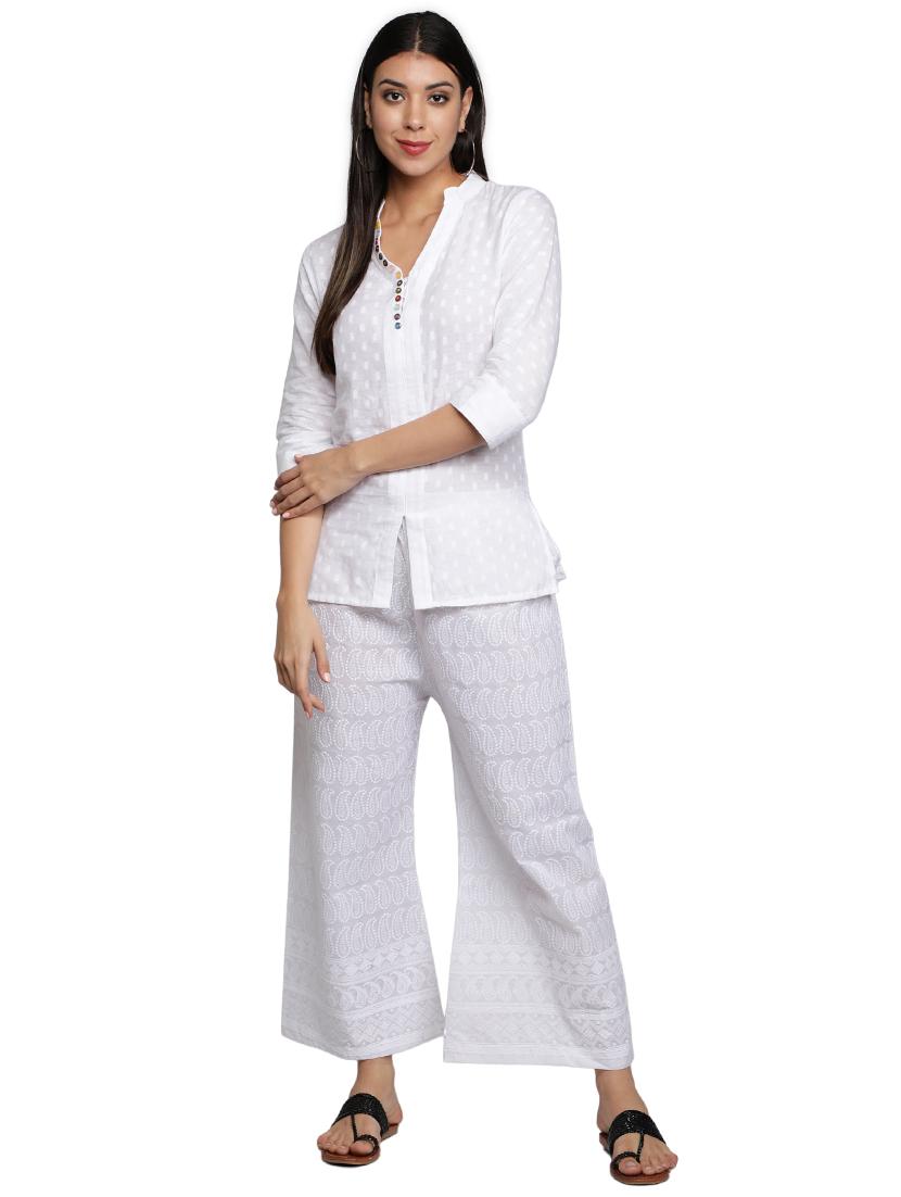 mid rise chikankari palazzo - 17826900 - Zoom Image - 4