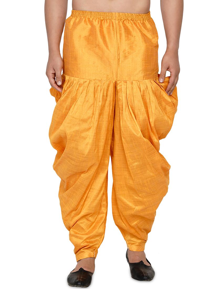 yellow solid dhoti - 17827106 - Zoom Image - 1