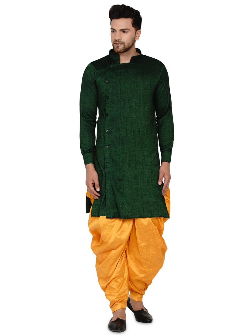 yellow solid dhoti - 17827106 - Zoom Image - 4