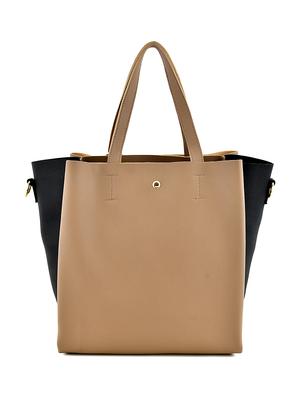 beige leatherette (pu) combo handbag - 17827735 - Standard Image - 2