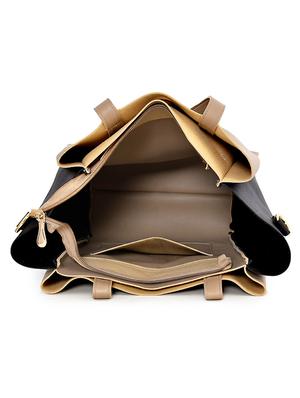 beige leatherette (pu) combo handbag - 17827735 - Standard Image - 3