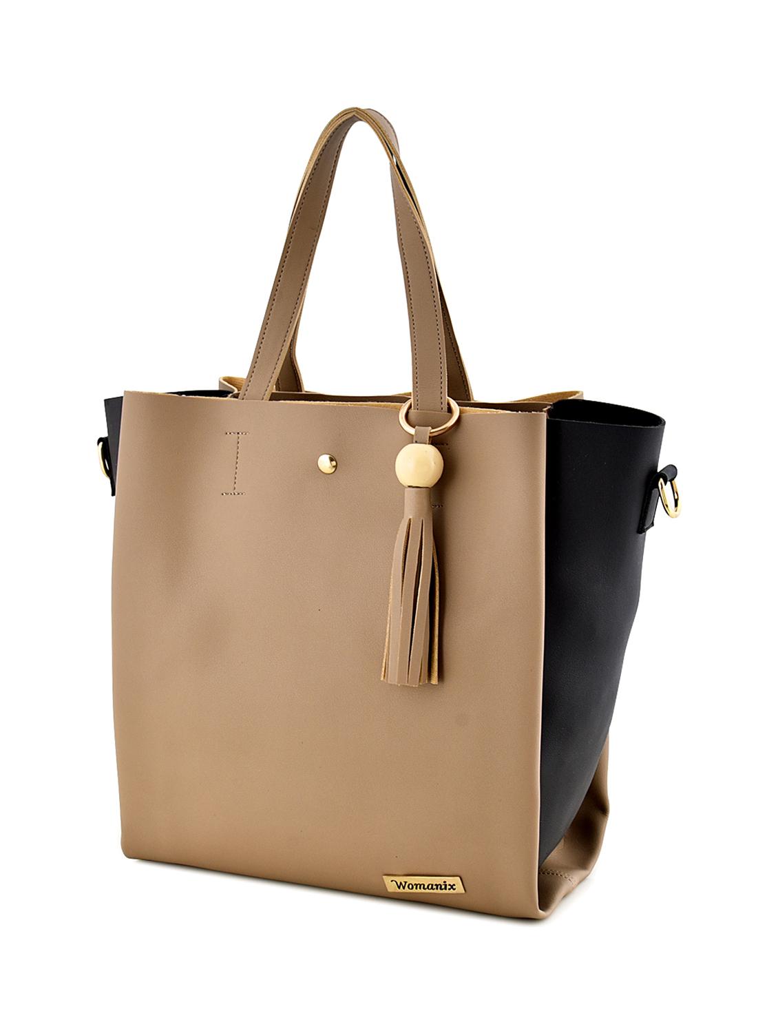beige leatherette (pu) combo handbag - 17827735 - Zoom Image - 4
