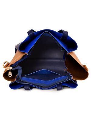 blue leatherette (pu) combo handbag - 17827737 - Standard Image - 3