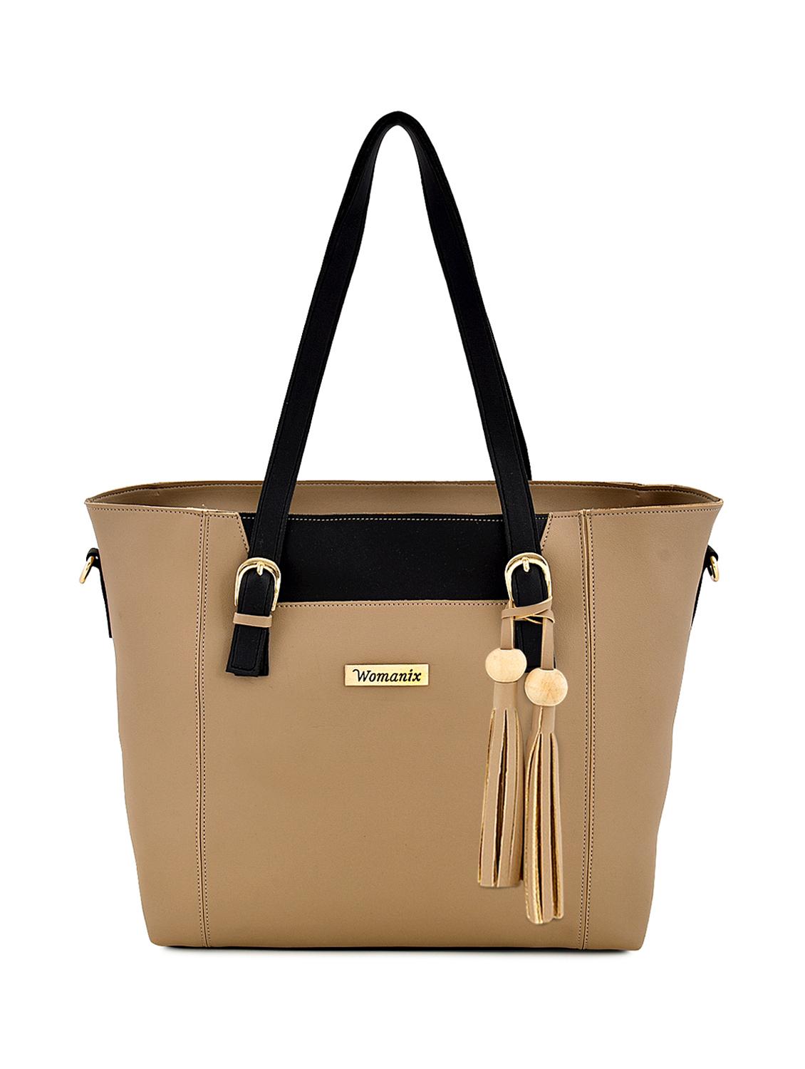 beige leatherette (pu) combo handbag - 17827745 - Zoom Image - 1