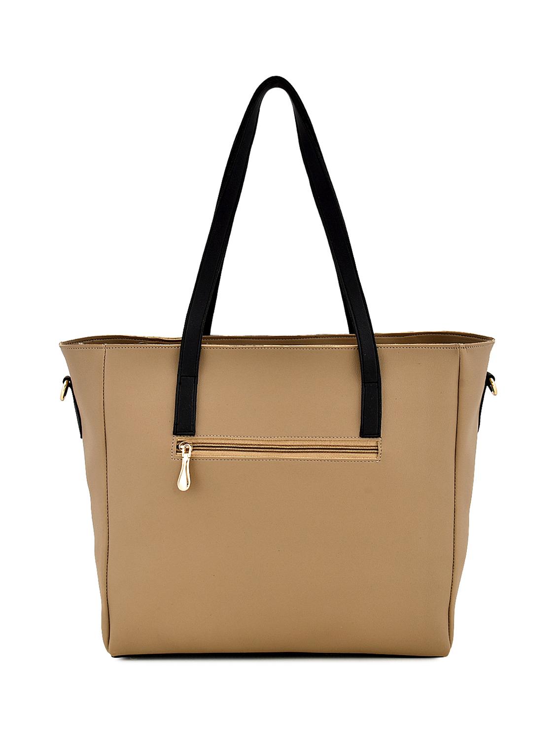 beige leatherette (pu) combo handbag - 17827745 - Zoom Image - 2