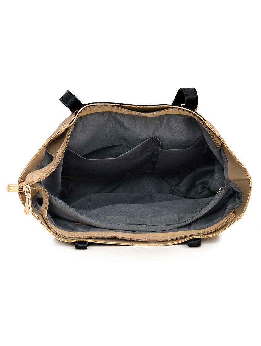 beige leatherette (pu) combo handbag - 17827745 - Zoom Image - 3