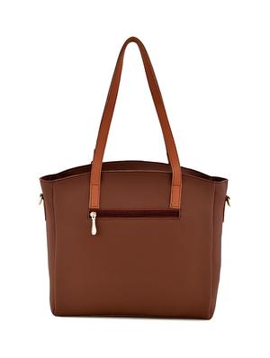 brown leatherette (pu) combo handbag - 17827753 - Standard Image - 2