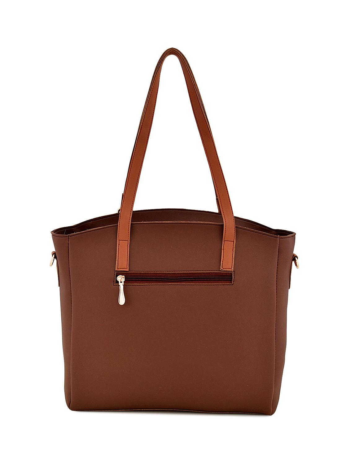 brown leatherette (pu) combo handbag - 17827753 - Zoom Image - 2