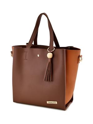 brown leatherette (pu) regular handbag - 17827758 - Standard Image - 4