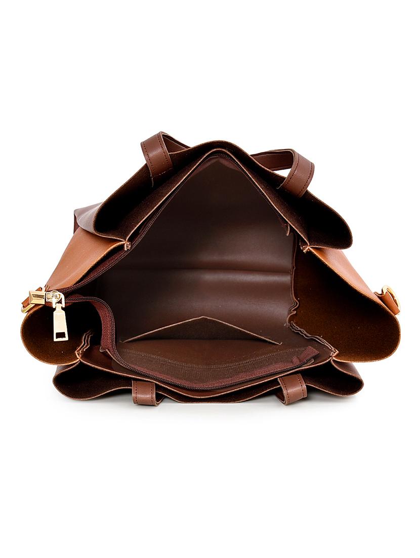 brown leatherette (pu) regular handbag - 17827758 - Zoom Image - 3