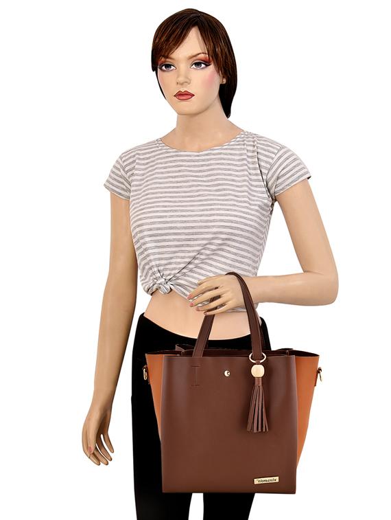 brown leatherette (pu) regular handbag - 17827758 - Zoom Image - 5