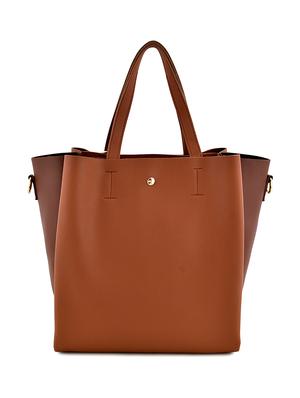 tan leatherette (pu) regular handbag - 17827759 - Standard Image - 2