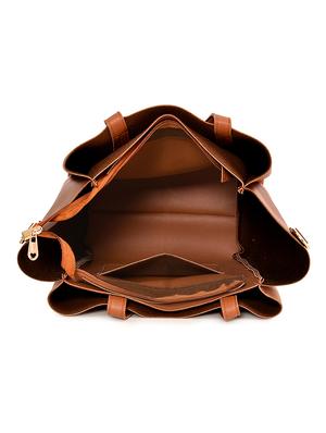 tan leatherette (pu) regular handbag - 17827759 - Standard Image - 3