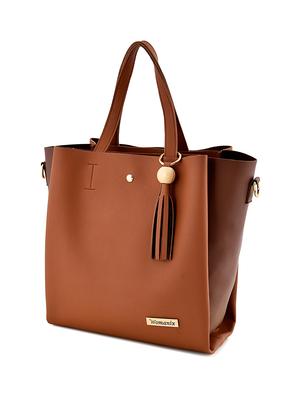 tan leatherette (pu) regular handbag - 17827759 - Standard Image - 4