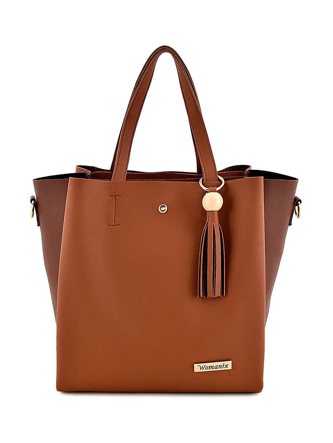 tan leatherette (pu) regular handbag - 17827759 - Zoom Image - 1
