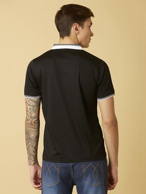 black solid polo t-shirt - 17828090 - Standard Image - 4