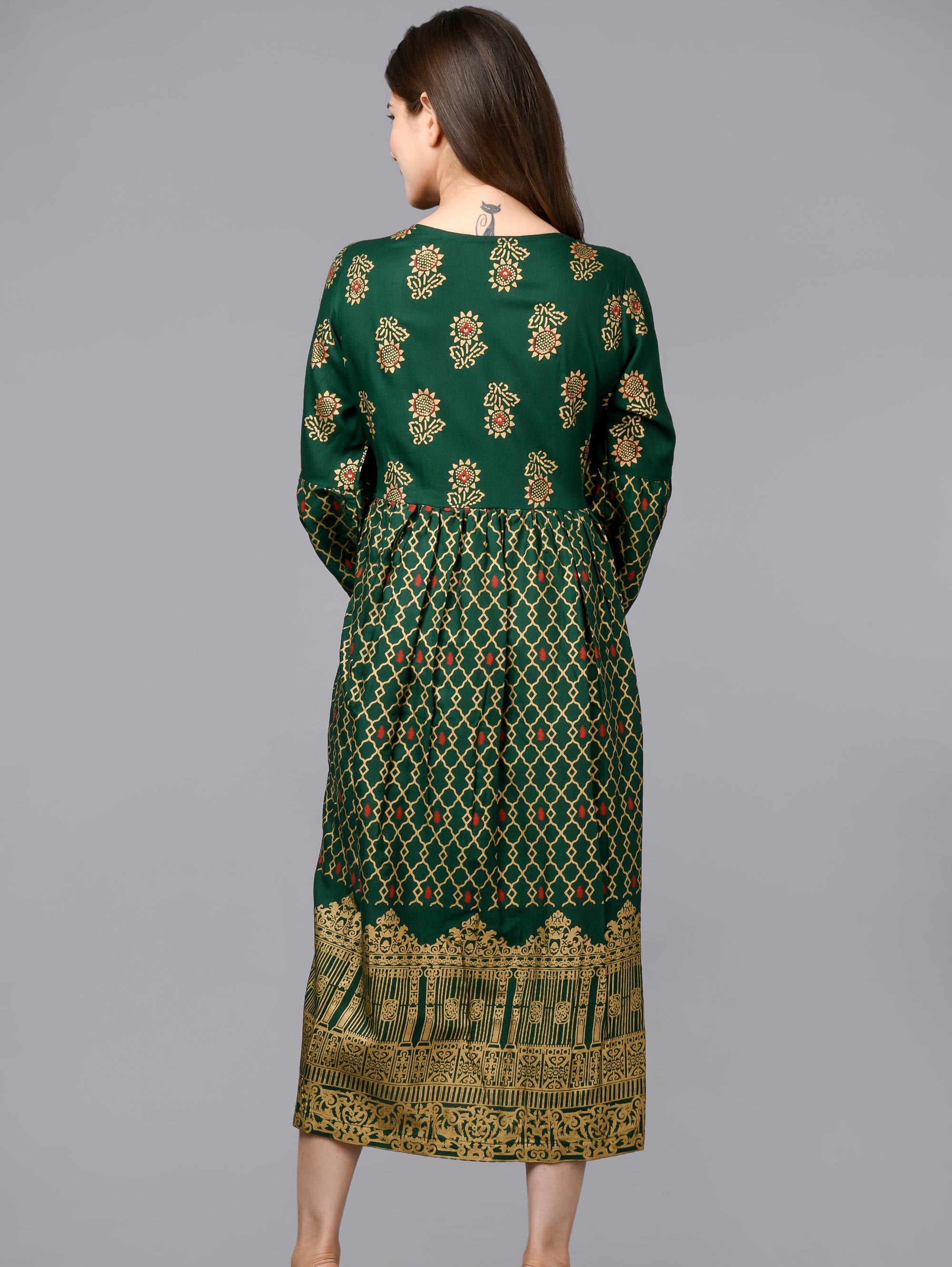 aurish green bell sleeves a line - 17828350 - Zoom Image - 2