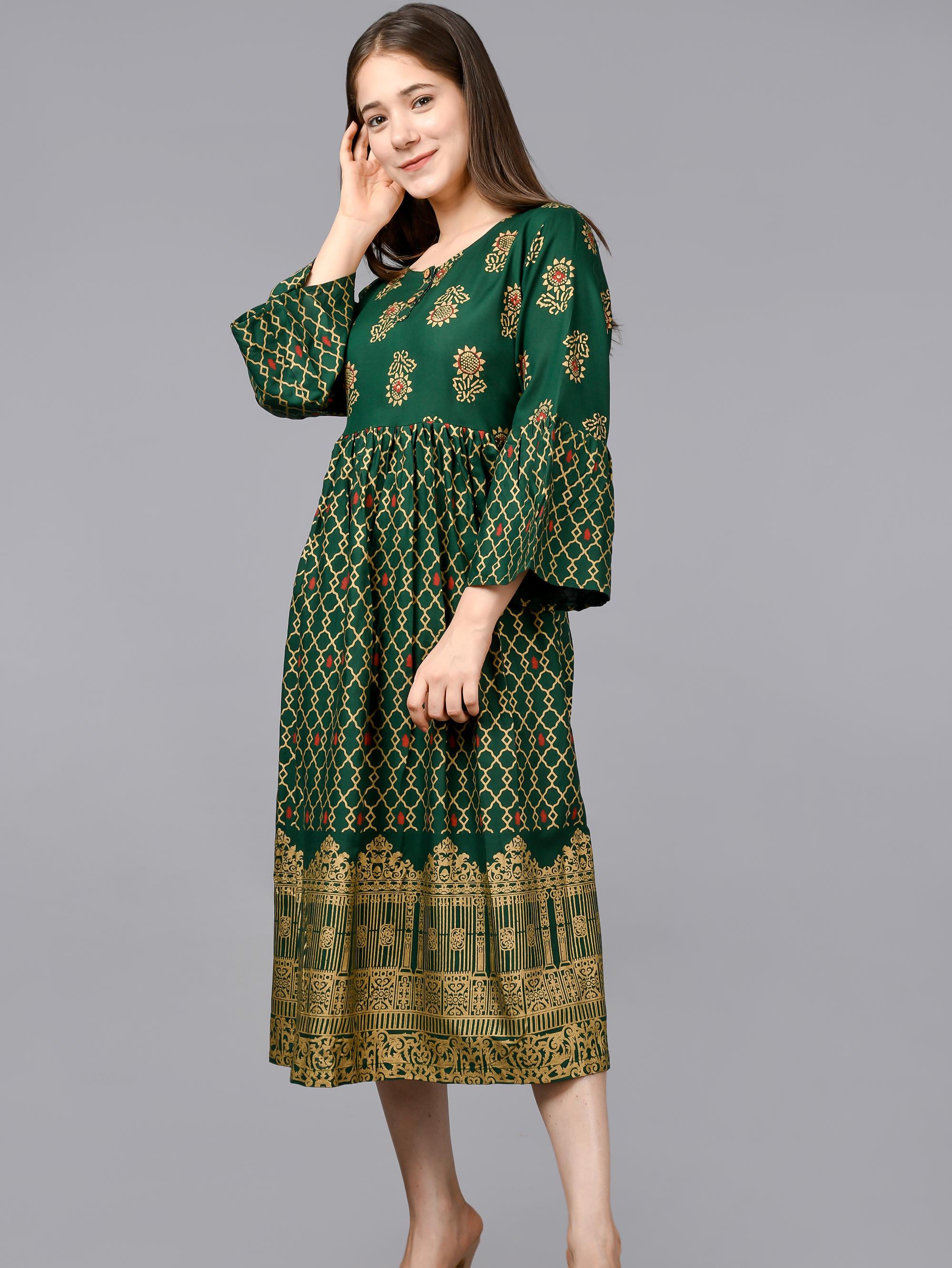 aurish green bell sleeves a line - 17828350 - Zoom Image - 6