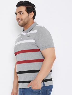 grey striped polo t-shirt - 17828442 - Standard Image - 2
