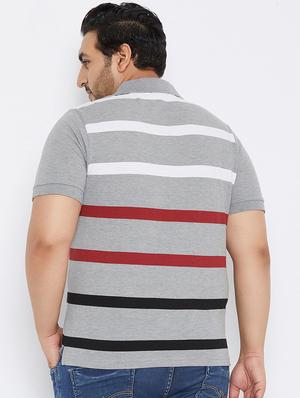 grey striped polo t-shirt - 17828442 - Standard Image - 3