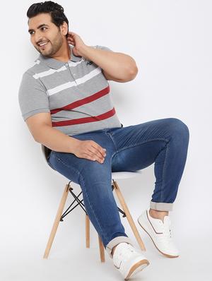 grey striped polo t-shirt - 17828442 - Standard Image - 4