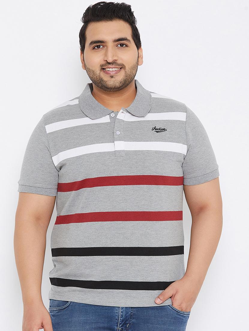 grey striped polo t-shirt - 17828442 - Zoom Image - 1