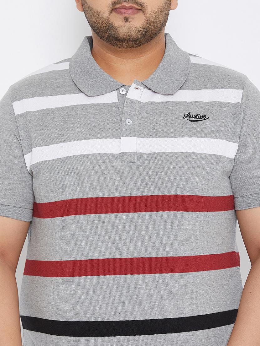 grey striped polo t-shirt - 17828442 - Zoom Image - 5