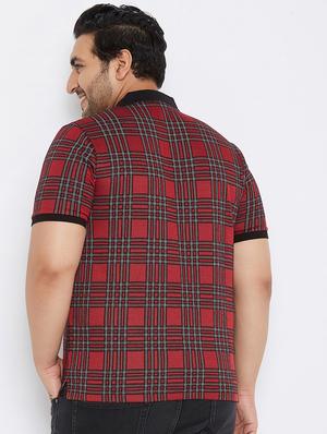 plus size maroon checkered polo t-shirt - 17828448 - Standard Image - 3