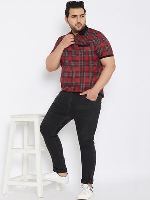 plus size maroon checkered polo t-shirt - 17828448 - Standard Image - 4