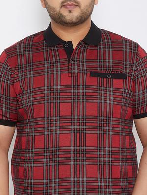 plus size maroon checkered polo t-shirt - 17828448 - Standard Image - 5