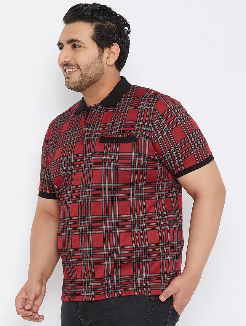 plus size maroon checkered polo t-shirt - 17828448 - Zoom Image - 2