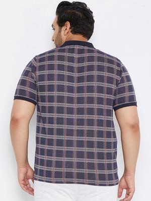 plus size navy blue checkered polo t-shirt - 17828449 - Standard Image - 3
