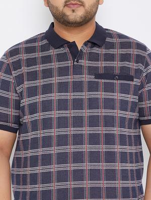 plus size navy blue checkered polo t-shirt - 17828449 - Standard Image - 5