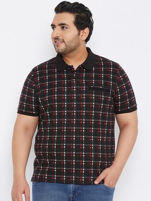 plus size black checkered polo t-shirt - 17828453 - Standard Image - 1