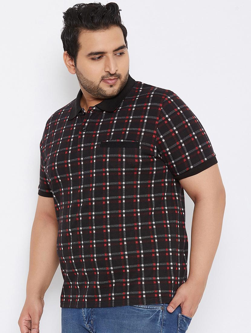 plus size black checkered polo t-shirt - 17828453 - Zoom Image - 2