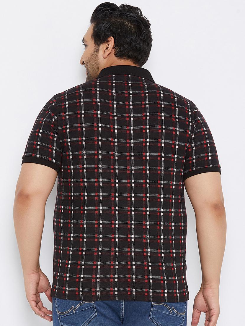plus size black checkered polo t-shirt - 17828453 - Zoom Image - 3