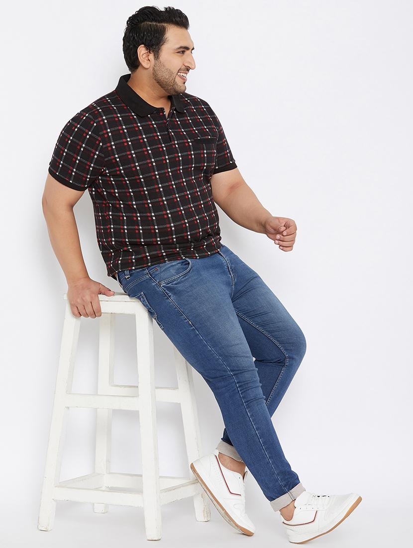 plus size black checkered polo t-shirt - 17828453 - Zoom Image - 4
