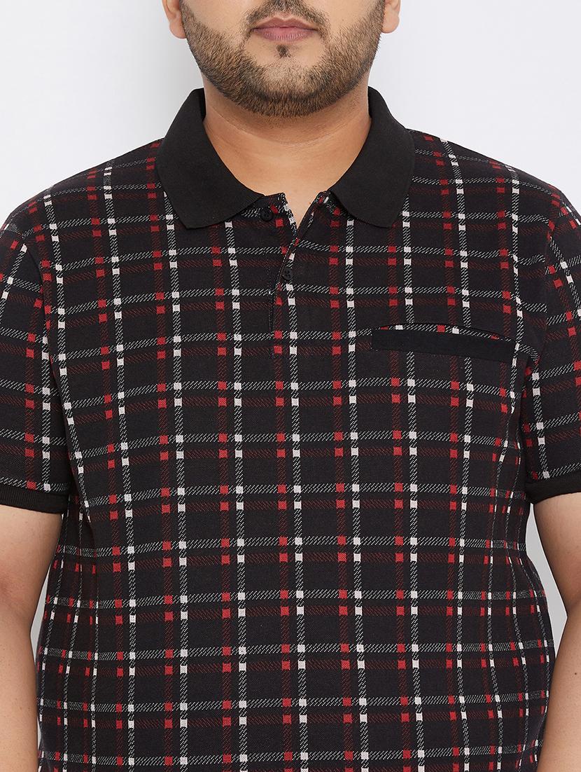 plus size black checkered polo t-shirt - 17828453 - Zoom Image - 5