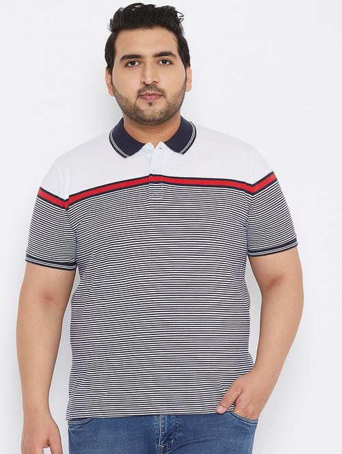 plus size white striped polo t-shirt - 17828454 - Standard Image - 1