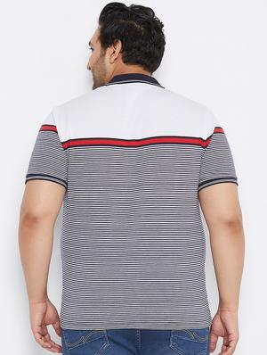 plus size white striped polo t-shirt - 17828454 - Standard Image - 3