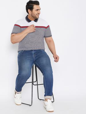 plus size white striped polo t-shirt - 17828454 - Standard Image - 4