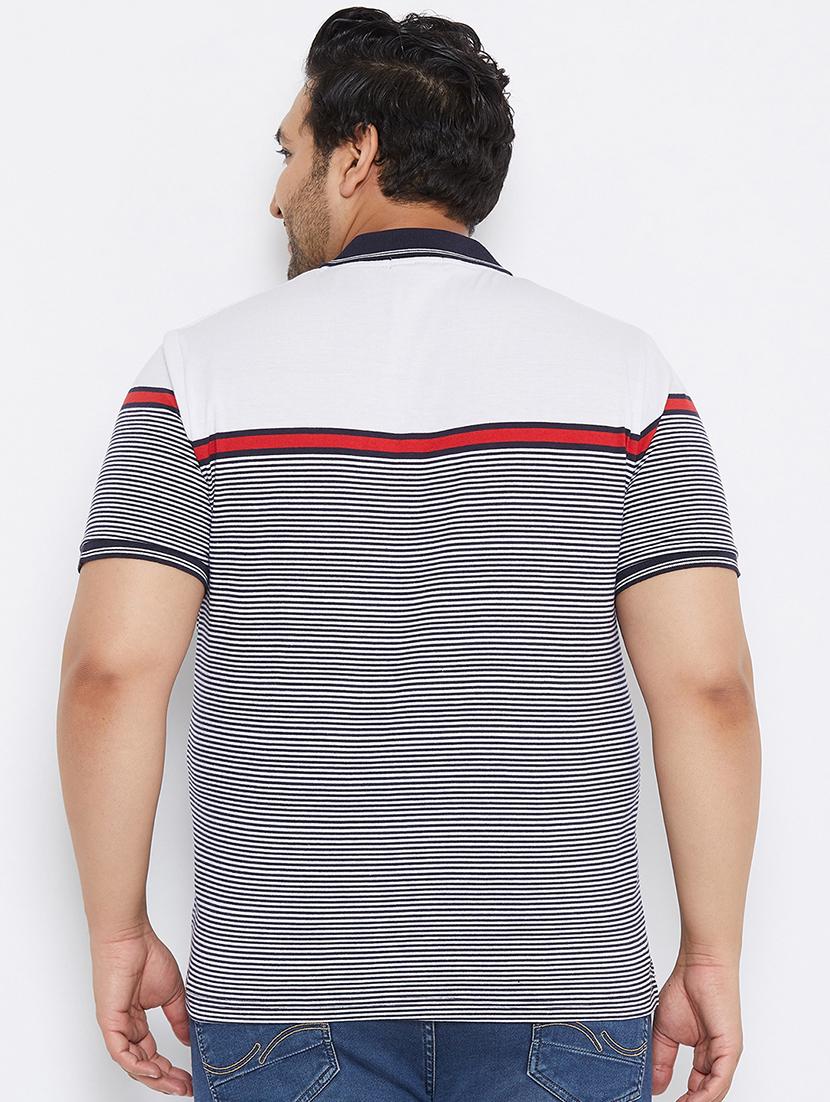 plus size white striped polo t-shirt - 17828454 - Zoom Image - 3